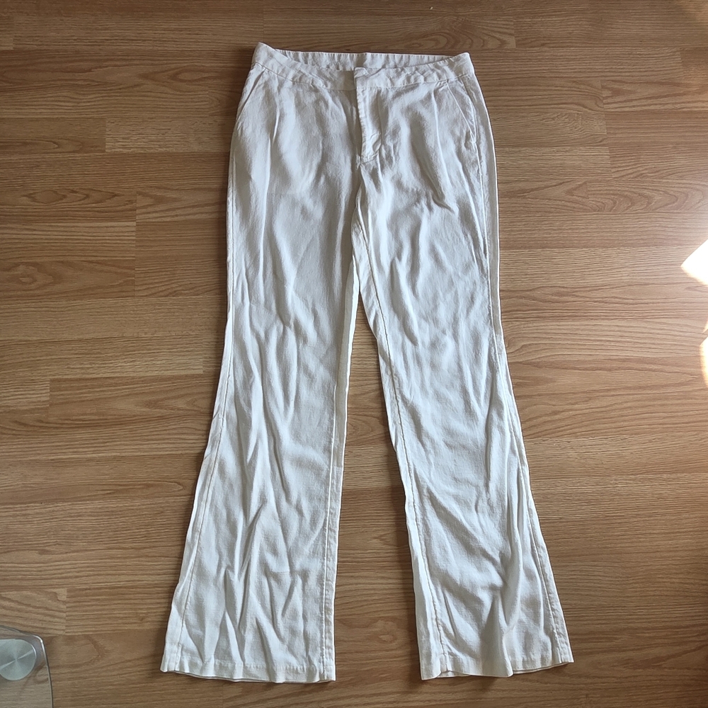 H&M White Linen Flared Pants